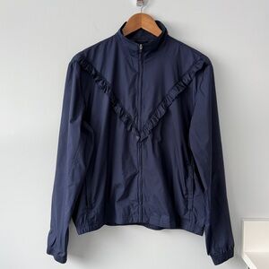 Tory Sport Navy Ruffle Windbreaker | Sz Med